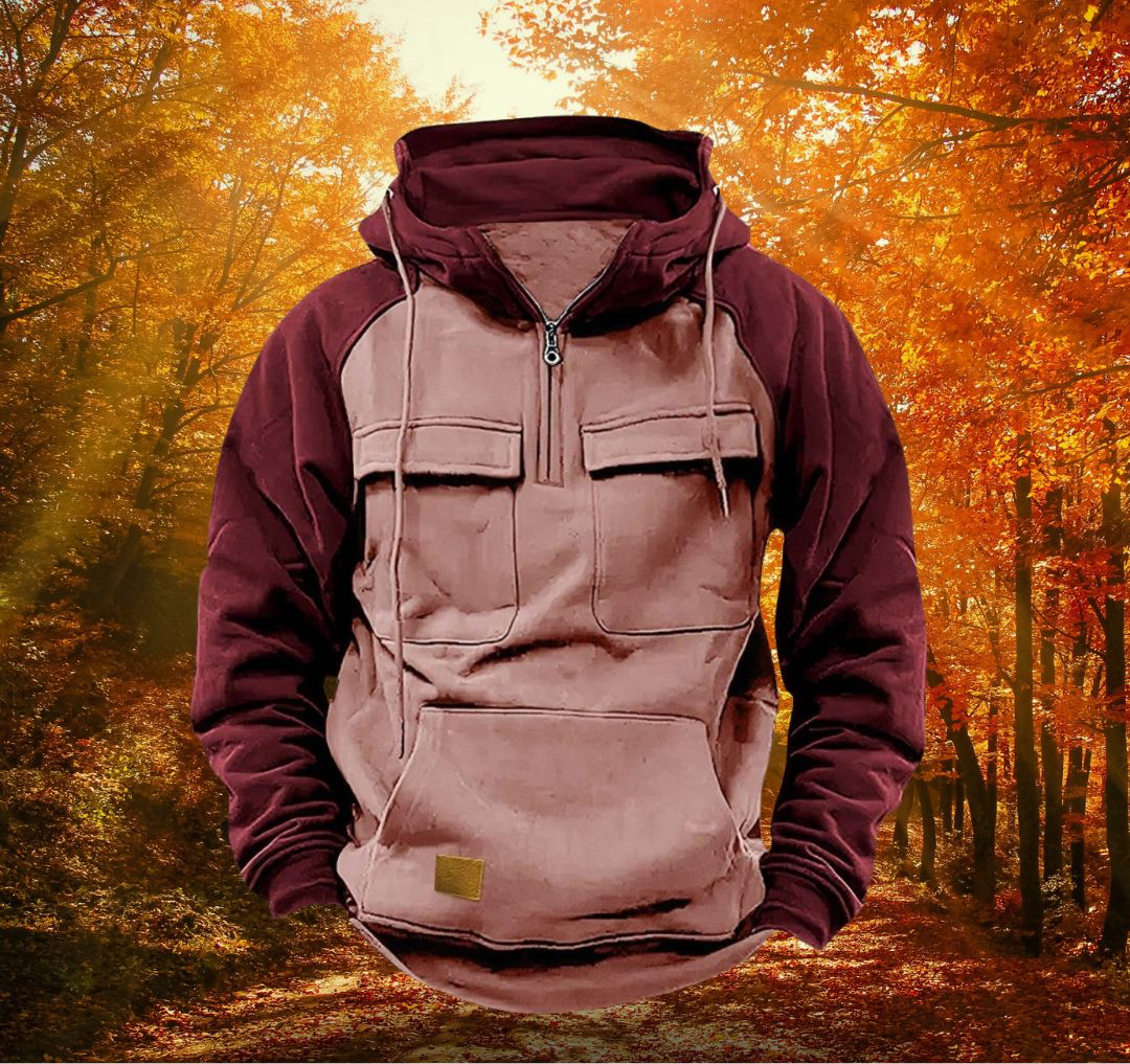 Samuel™ | Sudadera bicolor con capucha y bolsillos cargo