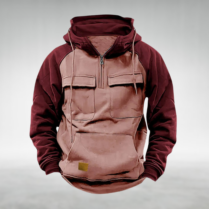 Samuel™ | Sudadera bicolor con capucha y bolsillos cargo