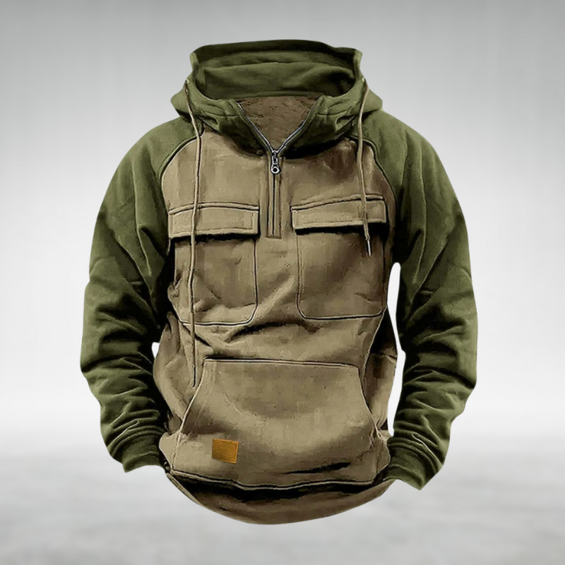 Samuel™ | Sudadera bicolor con capucha y bolsillos cargo