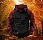 Samuel™ | Sudadera bicolor con capucha y bolsillos cargo