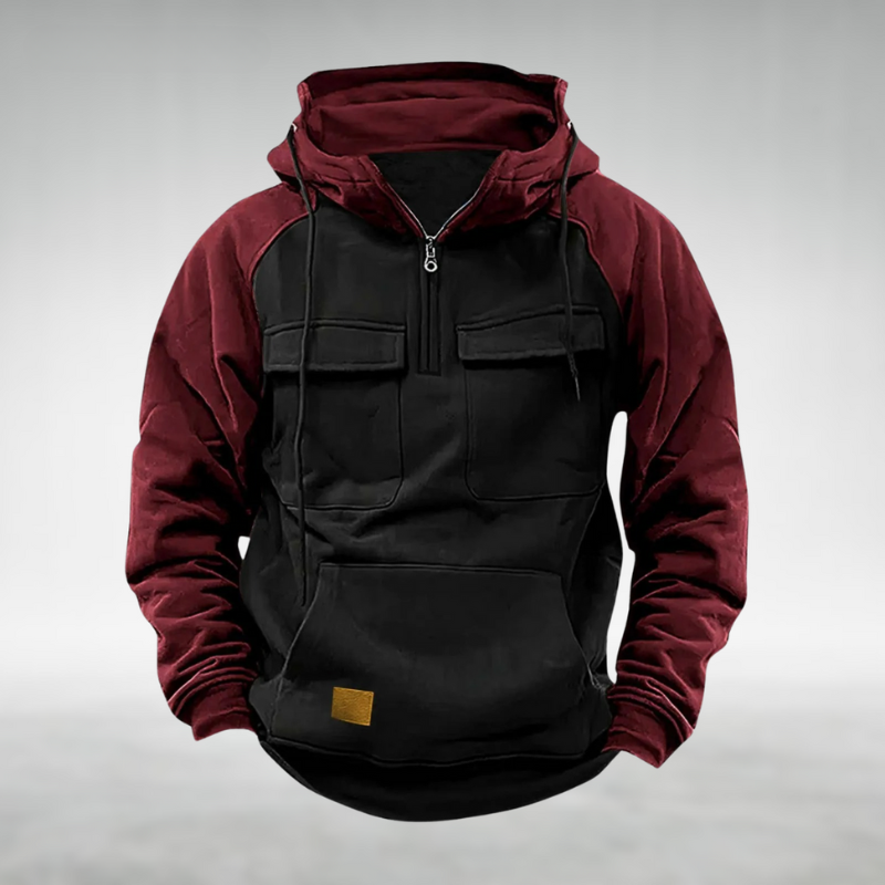 Samuel™ | Sudadera bicolor con capucha y bolsillos cargo