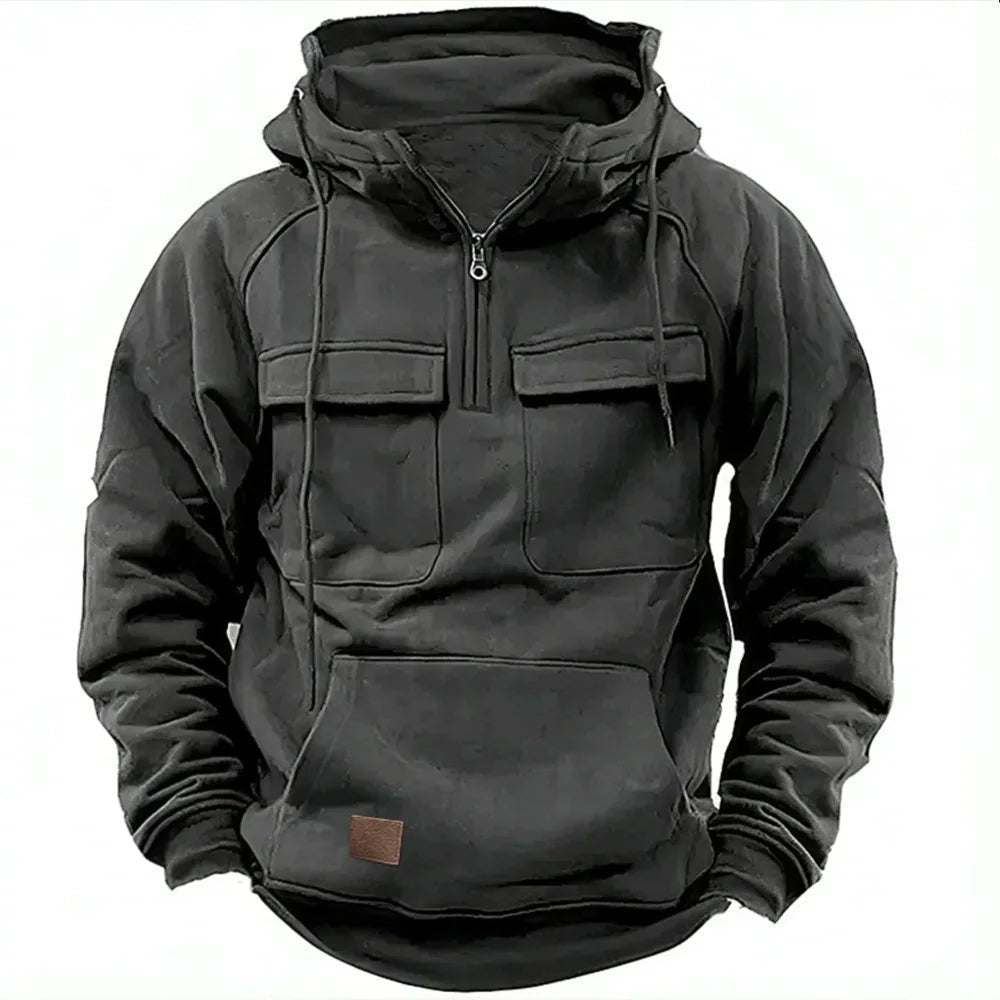 Samuel™ | Sudadera bicolor con capucha y bolsillos cargo