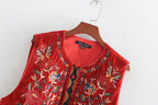Abigail™ | Chaleco largo boho con estampado paisley y cuello de pico