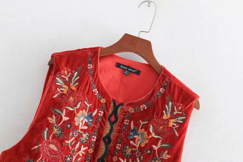 Abigail™ | Chaleco largo boho con estampado paisley y cuello de pico