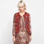 Abigail™ | Chaleco largo boho con estampado paisley y cuello de pico