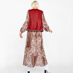 Abigail™ | Chaleco largo boho con estampado paisley y cuello de pico