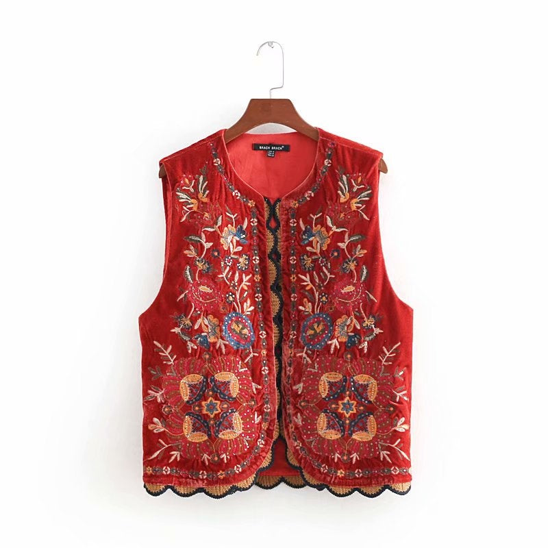 Abigail™ | Chaleco largo boho con estampado paisley y cuello de pico