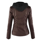 Emilia™ | Chaqueta motera de polipiel con capucha