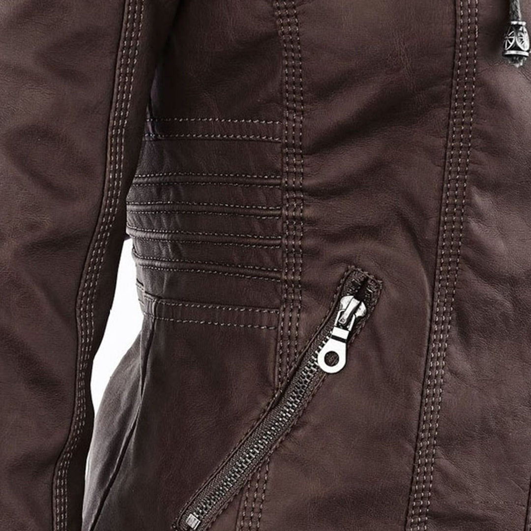 Emilia™ | Chaqueta motera de polipiel con capucha