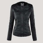 Emilia™ | Chaqueta motera de polipiel con capucha