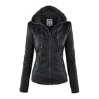 Emilia™ | Chaqueta motera de polipiel con capucha