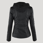 Emilia™ | Chaqueta motera de polipiel con capucha