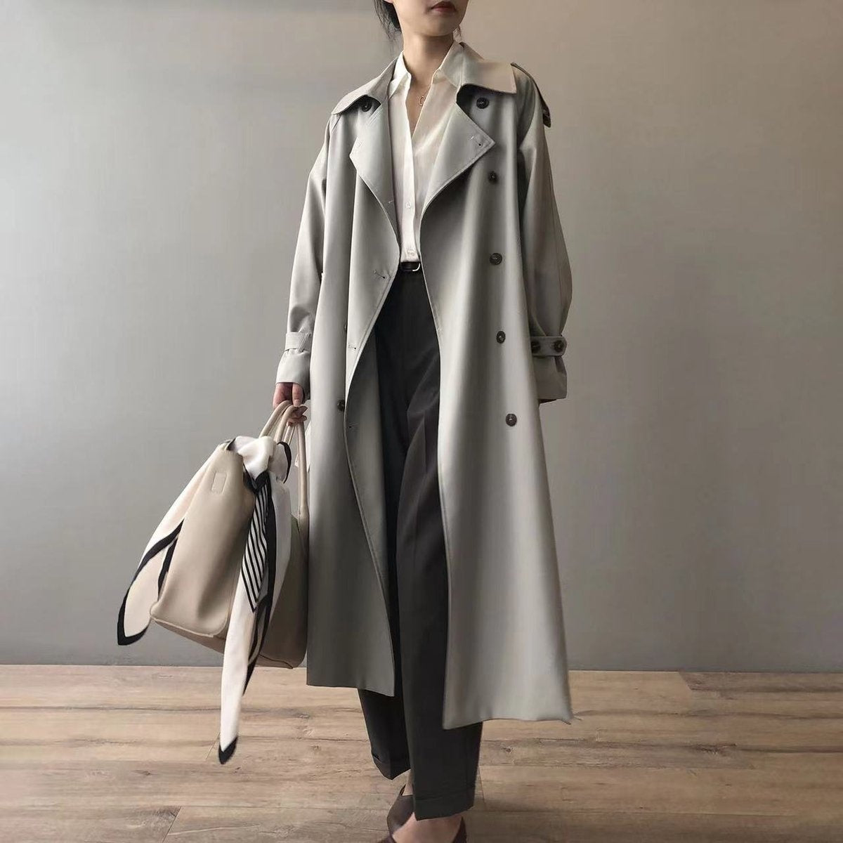 Ellie™ | Gabardina larga impermeable de doble botonadura
