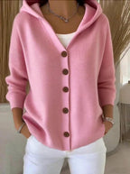 Claire™ | Jersey fino de punto con capucha y botonadura
