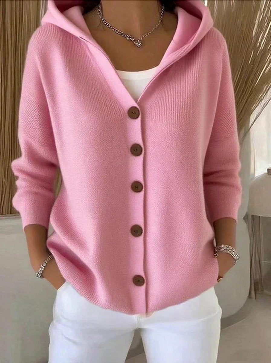 Claire™ | Jersey fino de punto con capucha y botonadura
