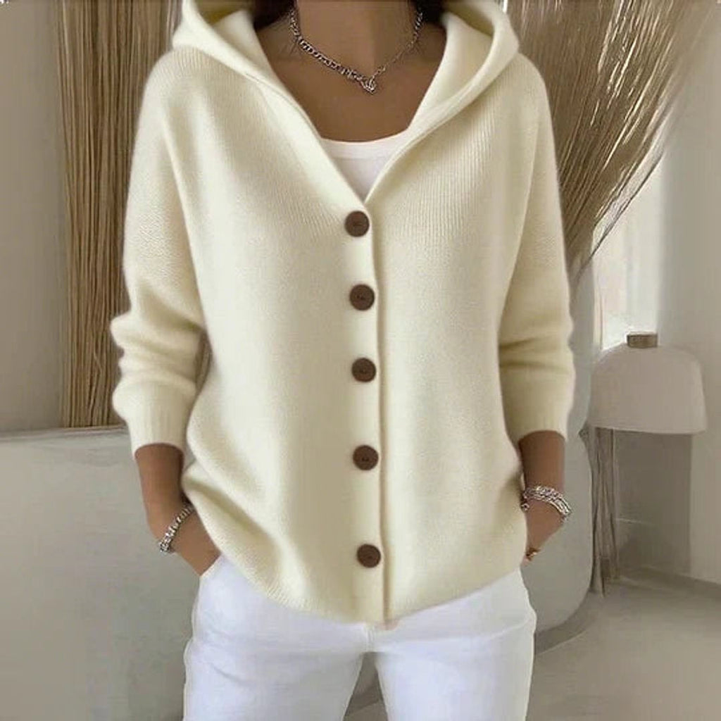 Claire™ | Jersey fino de punto con capucha y botonadura