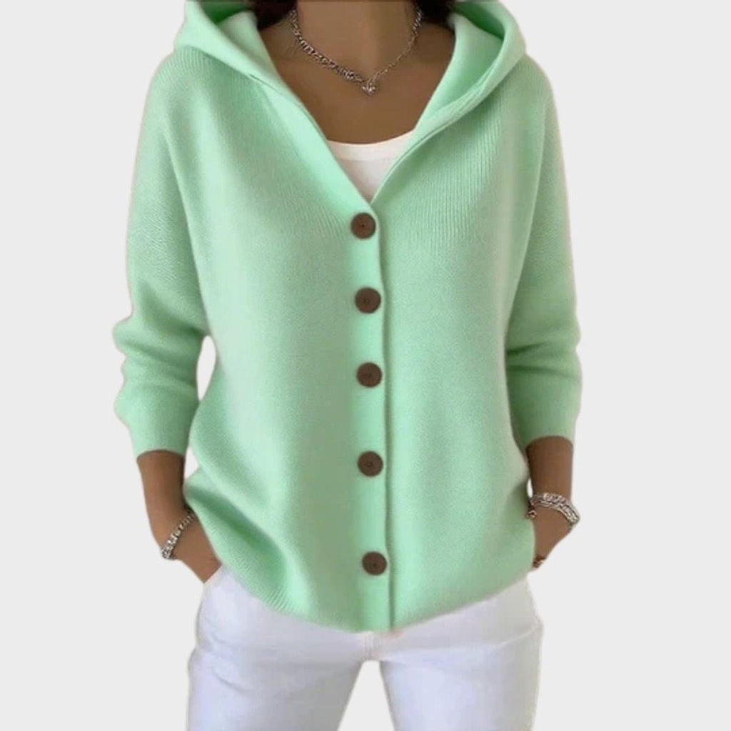 Claire™ | Jersey fino de punto con capucha y botonadura