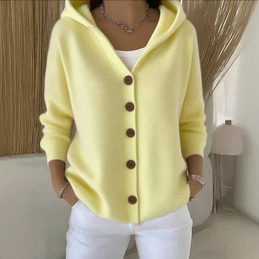 Claire™ | Jersey fino de punto con capucha y botonadura