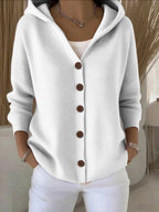 Claire™ | Jersey fino de punto con capucha y botonadura