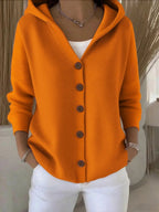 Claire™ | Jersey fino de punto con capucha y botonadura