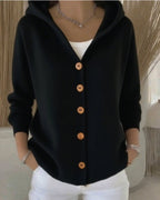 Claire™ | Jersey fino de punto con capucha y botonadura