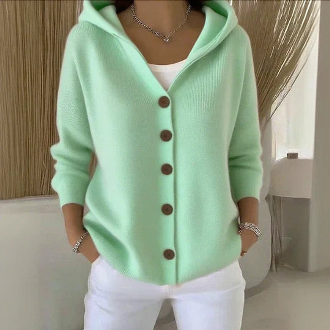 Claire™ | Jersey fino de punto con capucha y botonadura