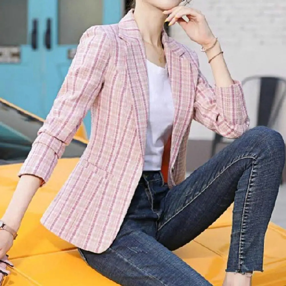 Margot™ | Blazer de cuadros entallada de manga larga
