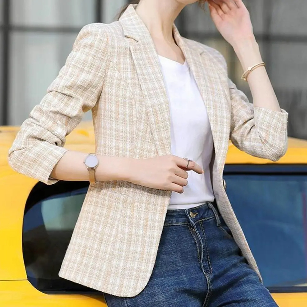 Margot™ | Blazer de cuadros entallada de manga larga