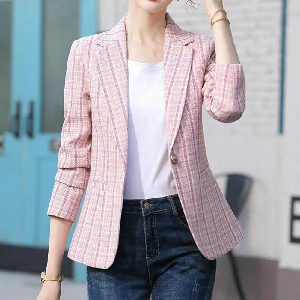 Margot™ | Blazer de cuadros entallada de manga larga