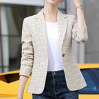 Margot™ | Blazer de cuadros entallada de manga larga