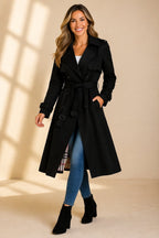 Riley™ | Gabardina larga cruzada con cinturón