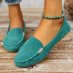 Julia™ | Mocasines planos de ante con detalle metálico