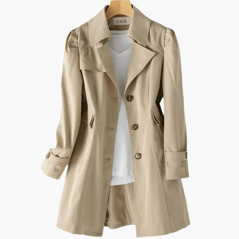 Delilah™ | Gabardina larga con botones y solapa