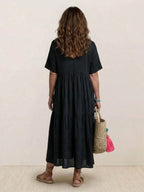 Alexandra™ | Vestido largo de fiesta con escote de pico y volantes