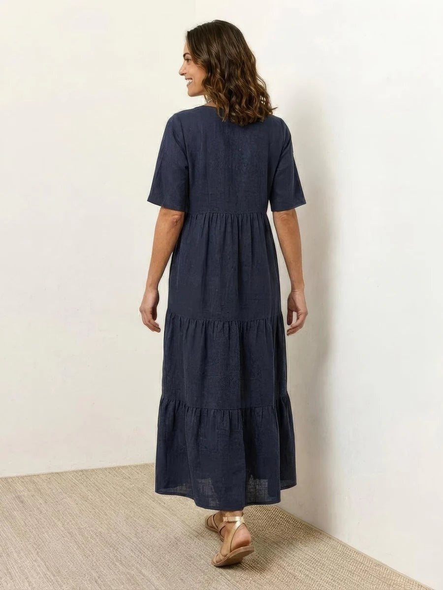 Alexandra™ | Vestido largo de fiesta con escote de pico y volantes