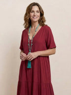 Alexandra™ | Vestido largo de fiesta con escote de pico y volantes