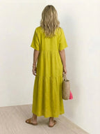 Alexandra™ | Vestido largo de fiesta con escote de pico y volantes
