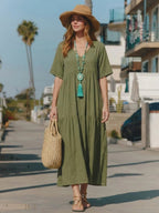 Alexandra™ | Vestido largo de fiesta con escote de pico y volantes