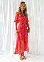 Natalia™ | Vestido largo de invitada estampado con escote en V