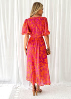 Natalia™ | Vestido largo de invitada estampado con escote en V