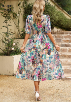 Annabelle™ | Vestido midi floral de invitada con escote de pico