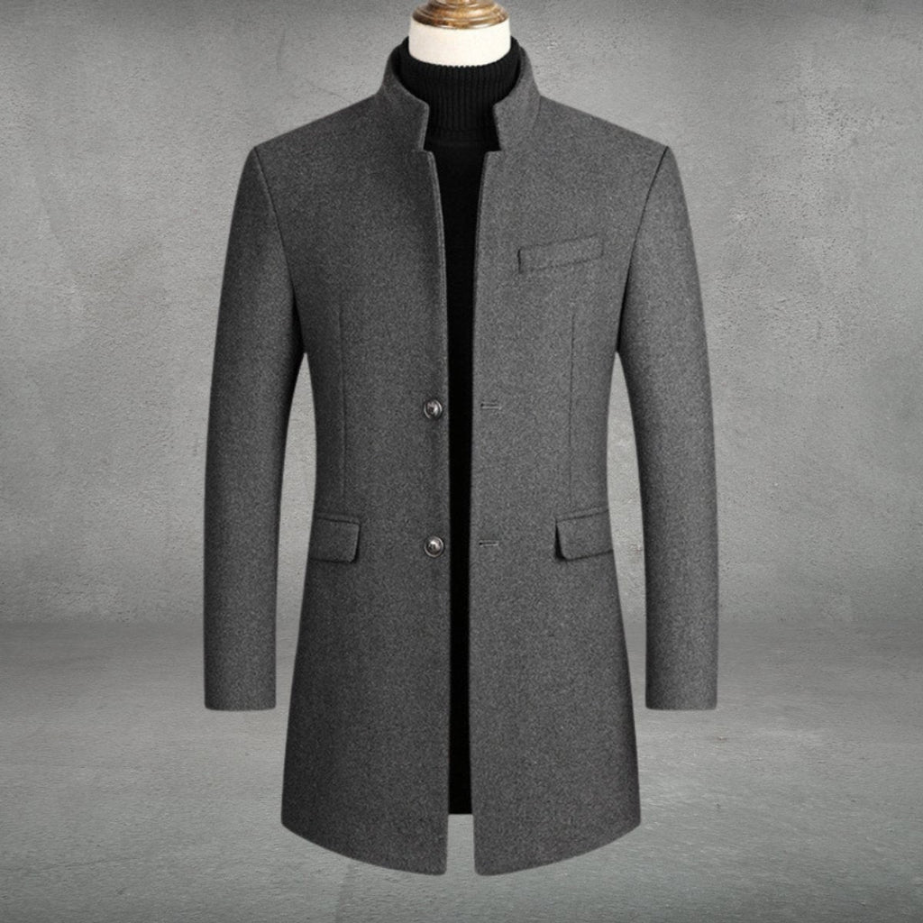 Damian™ | Abrigo de paño slim fit con cuello mao