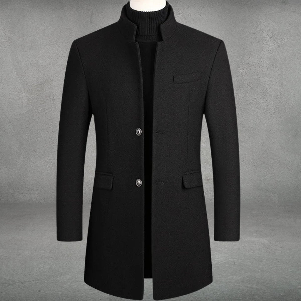 Damian™ | Abrigo de paño slim fit con cuello mao