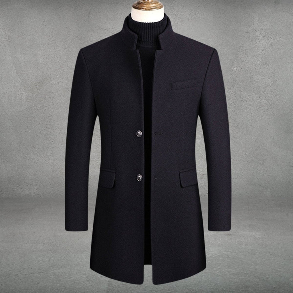 Damian™ | Abrigo de paño slim fit con cuello mao
