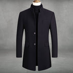 Damian™ | Abrigo de paño slim fit con cuello mao