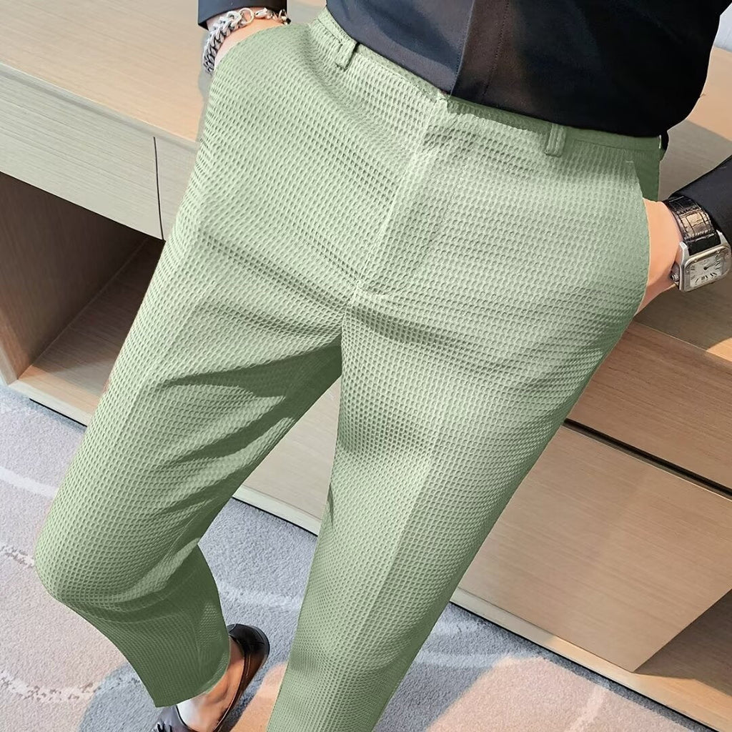 Nolan™ | Pantalón de vestir slim fit con textura estructurada