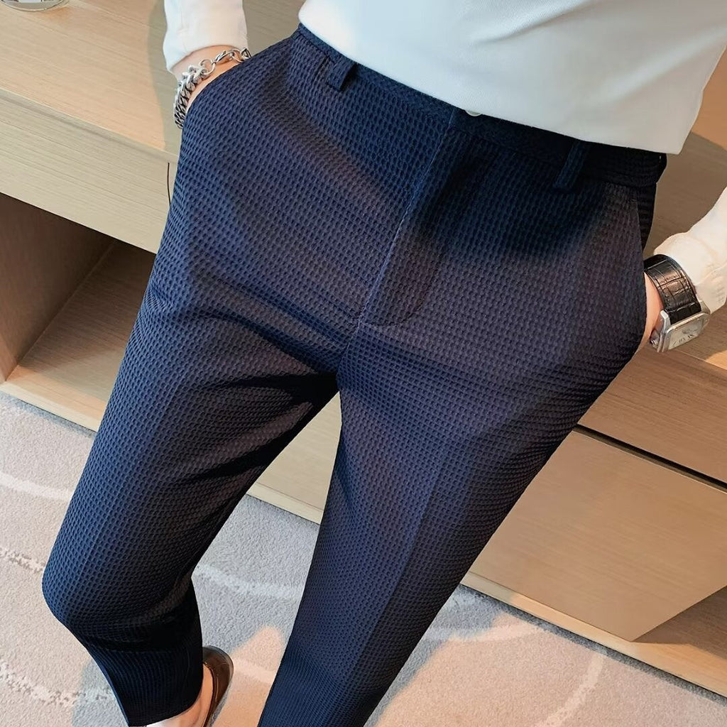 Nolan™ | Pantalón de vestir slim fit con textura estructurada