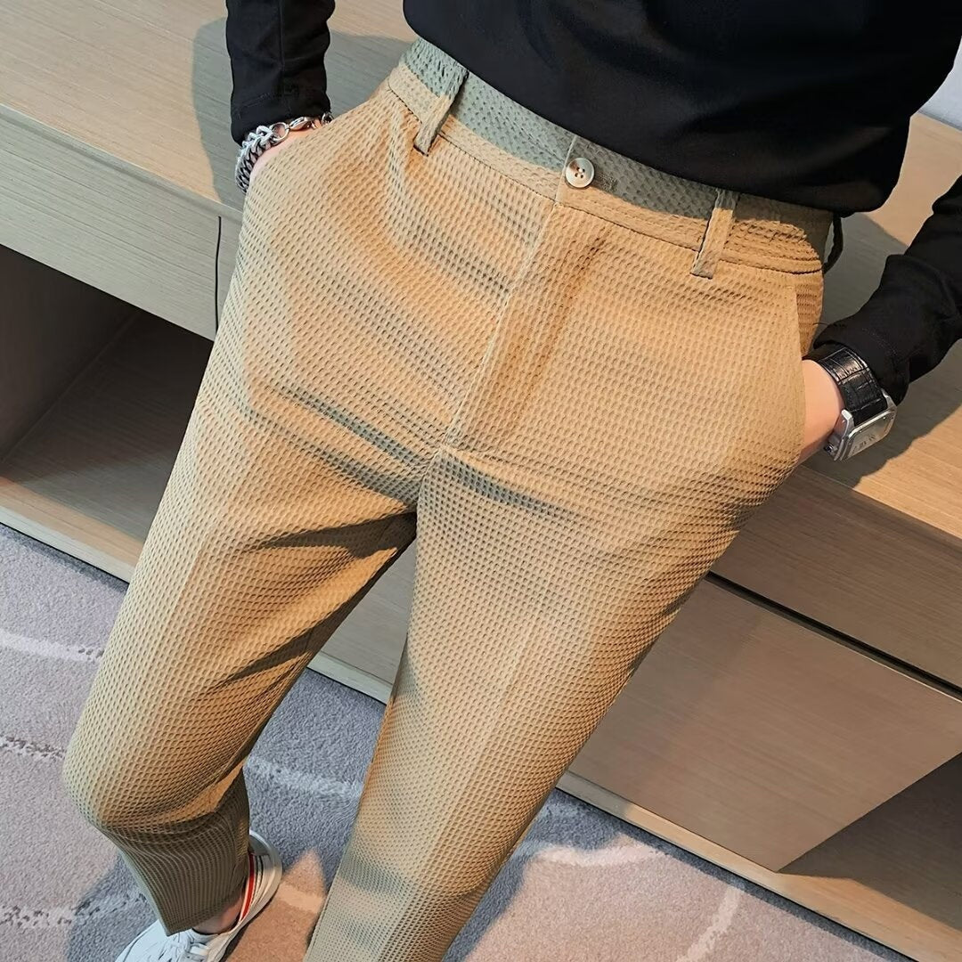 Nolan™ | Pantalón de vestir slim fit con textura estructurada