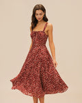 Valentina vestido midi lencero floral burdeos con tirantes