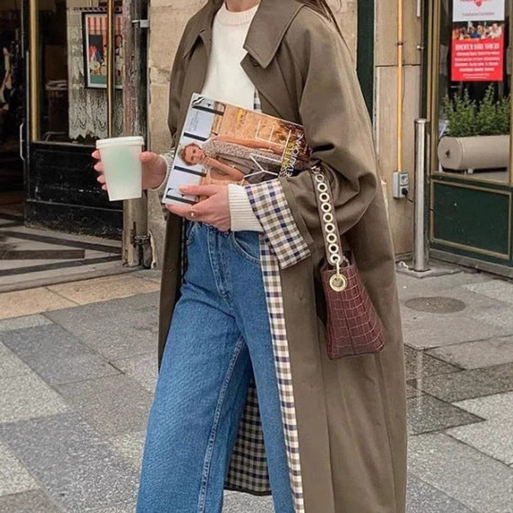 Eleanor™ | Gabardina larga oversize con forro de cuadros